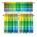 LGBT Pride Rainbow Plaid Pattern Print 3 Piece Kitchen Curtains