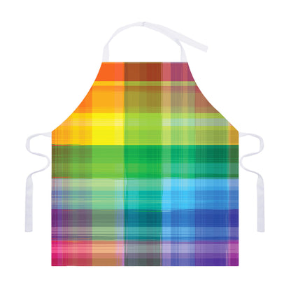 LGBT Pride Rainbow Plaid Pattern Print Adjustable Apron