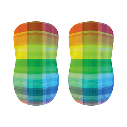 LGBT Pride Rainbow Plaid Pattern Print Bar Stool Covers