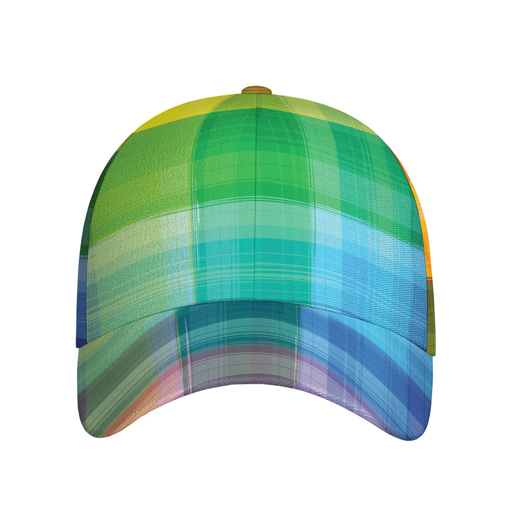 LGBT Pride Rainbow Plaid Pattern Print Baseball Cap