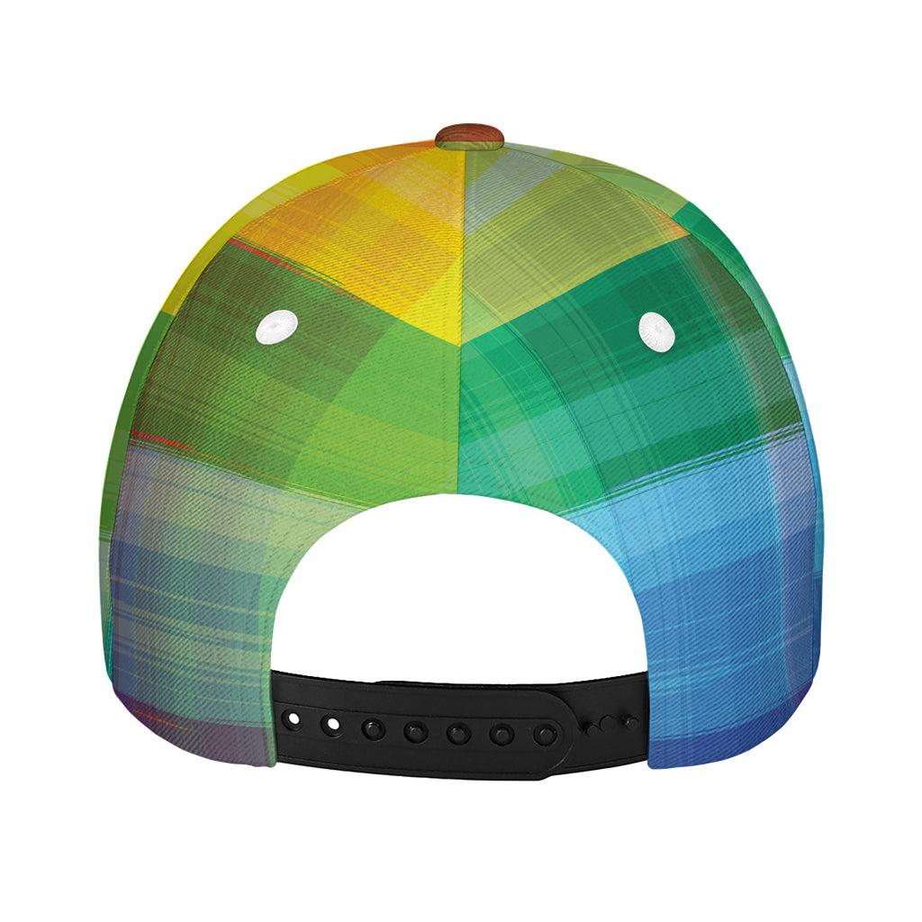 LGBT Pride Rainbow Plaid Pattern Print Baseball Cap