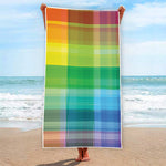 LGBT Pride Rainbow Plaid Pattern Print Beach Towel
