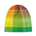 LGBT Pride Rainbow Plaid Pattern Print Beanie