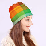 LGBT Pride Rainbow Plaid Pattern Print Beanie