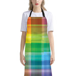 LGBT Pride Rainbow Plaid Pattern Print Bib Apron With Pocket