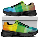 LGBT Pride Rainbow Plaid Pattern Print Black Chunky Shoes