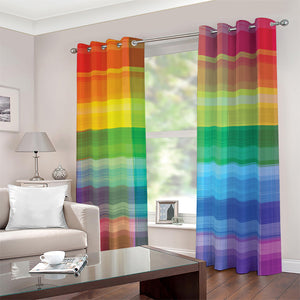 LGBT Pride Rainbow Plaid Pattern Print Blackout Grommet Curtains