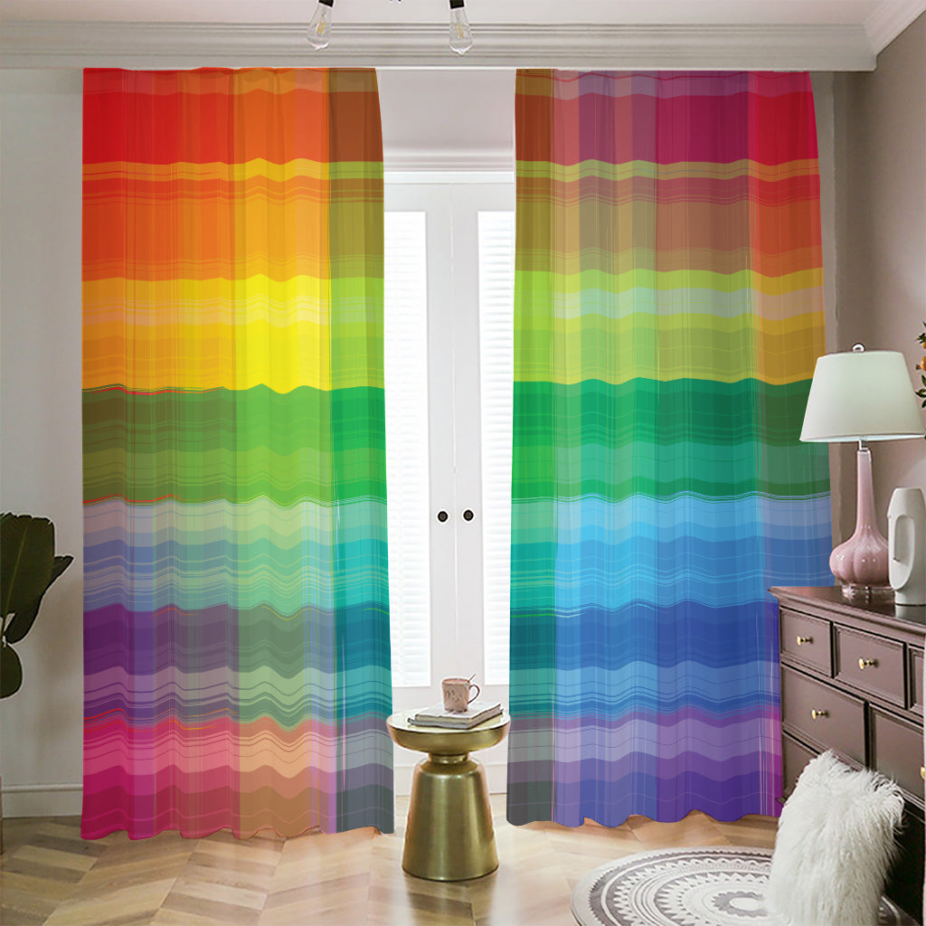 LGBT Pride Rainbow Plaid Pattern Print Blackout Pencil Pleat Curtains