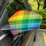 LGBT Pride Rainbow Plaid Pattern Print Car Side Mirror Covers