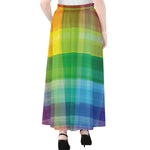 LGBT Pride Rainbow Plaid Pattern Print Chiffon Maxi Skirt
