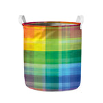 LGBT Pride Rainbow Plaid Pattern Print Collapsible Laundry Basket