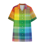 LGBT Pride Rainbow Plaid Pattern Print Cotton Hawaiian Shirt