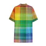 LGBT Pride Rainbow Plaid Pattern Print Cotton Hawaiian Shirt