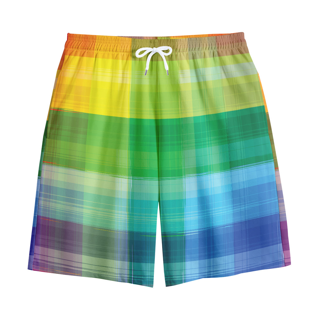 LGBT Pride Rainbow Plaid Pattern Print Cotton Shorts