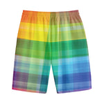 LGBT Pride Rainbow Plaid Pattern Print Cotton Shorts