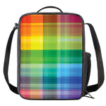 LGBT Pride Rainbow Plaid Pattern Print Crossbody Lunch Bag