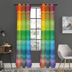 LGBT Pride Rainbow Plaid Pattern Print Curtain