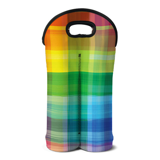 LGBT Pride Rainbow Plaid Pattern Print Double Neoprene Wine Tote
