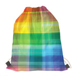 LGBT Pride Rainbow Plaid Pattern Print Drawstring Bag