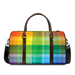 LGBT Pride Rainbow Plaid Pattern Print Duffle Bag