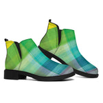LGBT Pride Rainbow Plaid Pattern Print Flat Ankle Boots