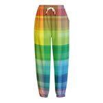 LGBT Pride Rainbow Plaid Pattern Print Fleece Lined Knit Pants