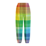 LGBT Pride Rainbow Plaid Pattern Print Fleece Lined Knit Pants