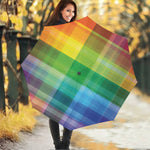 LGBT Pride Rainbow Plaid Pattern Print Foldable Umbrella