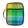 LGBT Pride Rainbow Plaid Pattern Print Front Pocket Bible Bag