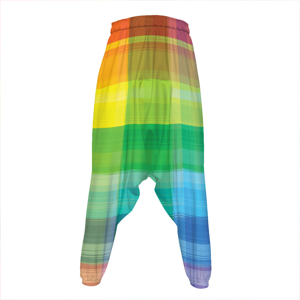 LGBT Pride Rainbow Plaid Pattern Print Hammer Pants