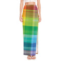 LGBT Pride Rainbow Plaid Pattern Print High Slit Maxi Skirt