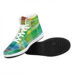 LGBT Pride Rainbow Plaid Pattern Print High Top Leather Sneakers