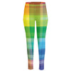 LGBT Pride Rainbow Plaid Pattern Print High-Waisted Pocket Leggings