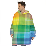 LGBT Pride Rainbow Plaid Pattern Print Hoodie Blanket