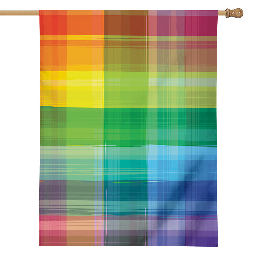 LGBT Pride Rainbow Plaid Pattern Print House Flag