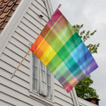 LGBT Pride Rainbow Plaid Pattern Print House Flag