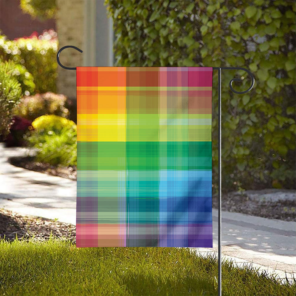 LGBT Pride Rainbow Plaid Pattern Print House Flag