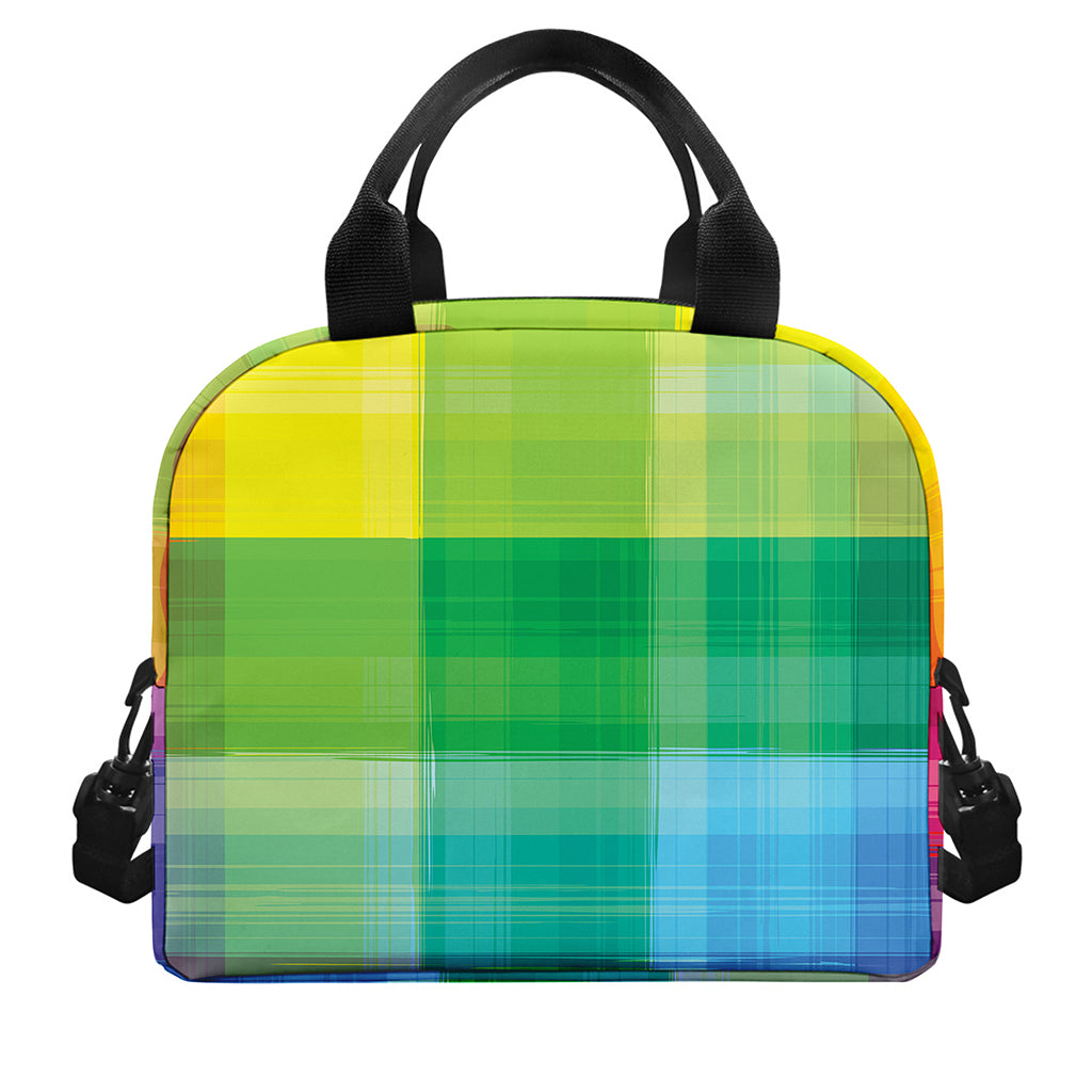LGBT Pride Rainbow Plaid Pattern Print Insulated Lunch Bag