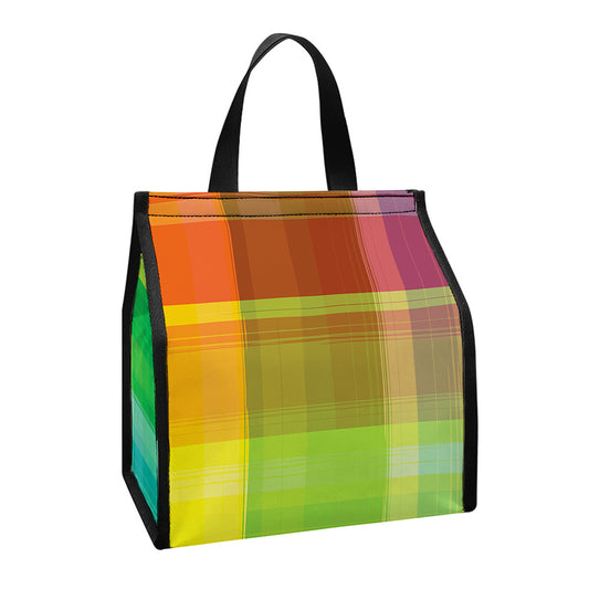 LGBT Pride Rainbow Plaid Pattern Print Insulated Lunch Tote
