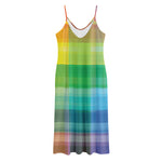 LGBT Pride Rainbow Plaid Pattern Print Jersey Midi Cami Dress