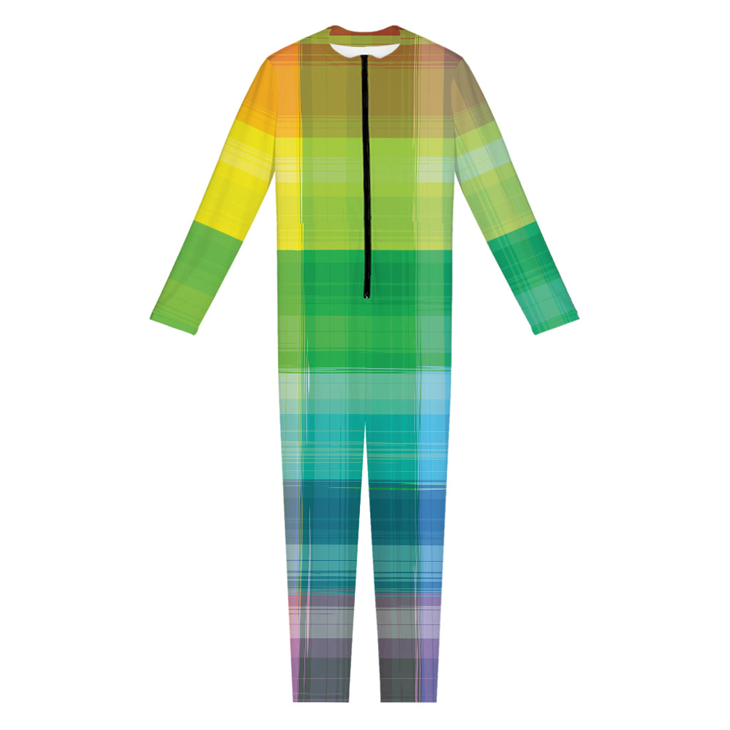 LGBT Pride Rainbow Plaid Pattern Print Jumpsuit