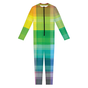 LGBT Pride Rainbow Plaid Pattern Print Jumpsuit