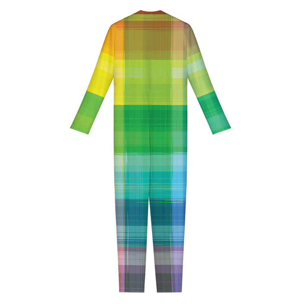 LGBT Pride Rainbow Plaid Pattern Print Jumpsuit