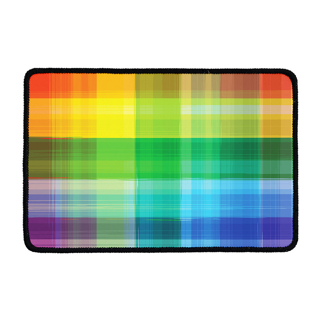 LGBT Pride Rainbow Plaid Pattern Print Kitchen Mat