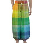 LGBT Pride Rainbow Plaid Pattern Print Lantern Pants