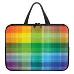 LGBT Pride Rainbow Plaid Pattern Print Laptop Sleeve With Handle