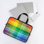 LGBT Pride Rainbow Plaid Pattern Print Laptop Sleeve With Handle
