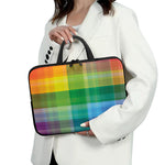 LGBT Pride Rainbow Plaid Pattern Print Laptop Sleeve With Handle