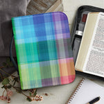 LGBT Pride Rainbow Plaid Pattern Print Leather Bible Cover