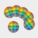 LGBT Pride Rainbow Plaid Pattern Print Leather Coaster Set